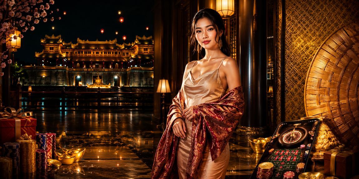 Không khí cá cược sôi động tại Huế với hình ảnh nón lá truyền thống và màn hình kết quả